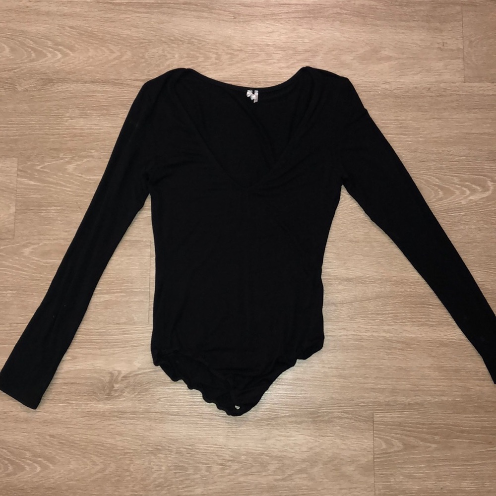 Deep V knit onesie